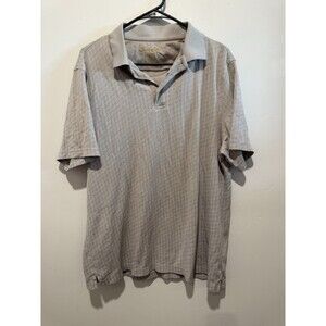 Tasso Elba Polo Mens Large Beige Geometric Short Sleeve Collared Pullover
